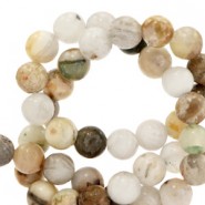 Natural stone beads round 8mm Swan white-grey